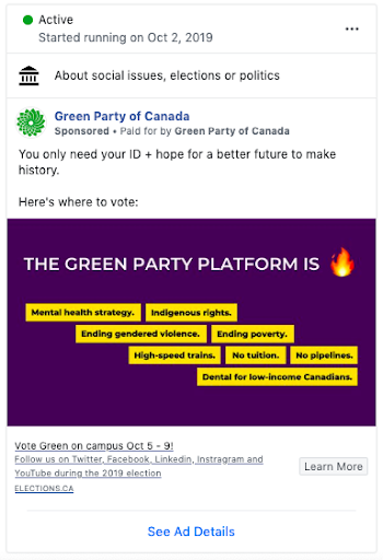 Green Party social media post